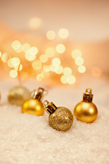 Baubles On Snowy Background