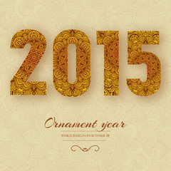 Hand drawn new year 2015  background ornament illustration conce