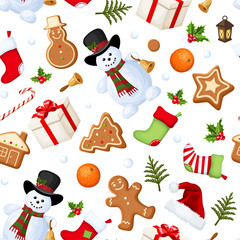 Christmas seamless background. Vector illustration.