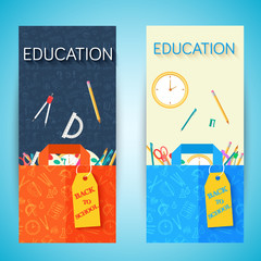 back to school abstract background of flat icons notebook concep