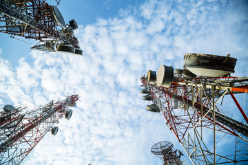 Telecommunication mast TV antennas