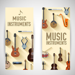 flat music instruments banners concept. Vector illustrator desig