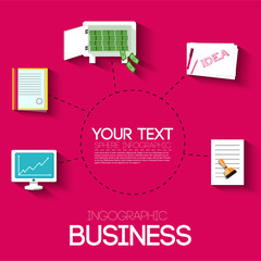 Business flat infographic template with text fields. Vector Illu