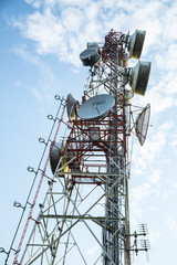 Telecommunication mast TV antennas