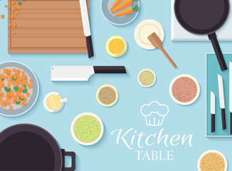 flat kitchen table for cooking in house vector illustration desi
