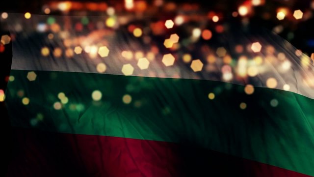 Bulgaria Flag Light Night Bokeh Abstract Loop Animation