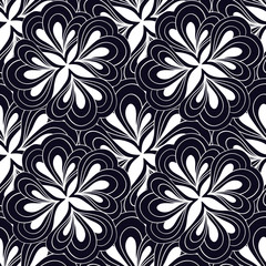 Vector doodle hand drawn abstract black and white seamless