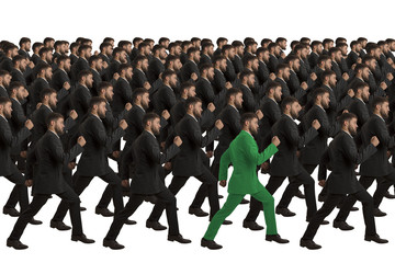 Marschierende Klone mit grünem Individuum - 74215638
