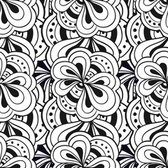 Vector doodle hand drawn abstract black and white seamless