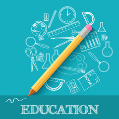 back to school abstract background of flat icons purse in shop c