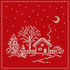 Christmas Knitted Background. Seamless Pattern