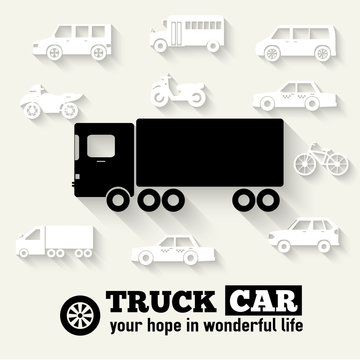 Flat truck car background illustration concept. Tamplate for web