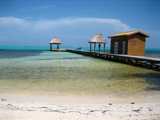 Pier and Boat House with Caribbean Sea