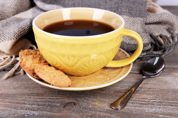 Cup of tea on table close-up