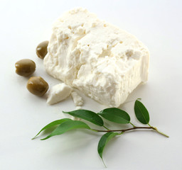 Feta cheese isolated on white