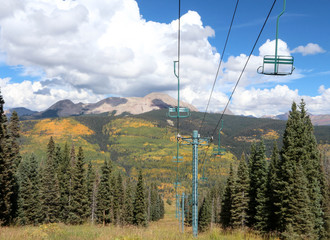 Ski lift in the autumn, Colorado