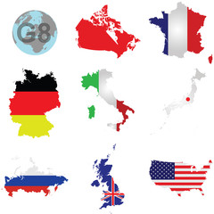 Fototapeta premium Flags of the G8 member counties