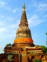 old pagoda of old temple at Ayutthaya Thailand