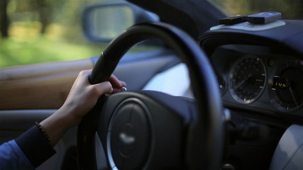 Woman driving an expensive car video with sound engine