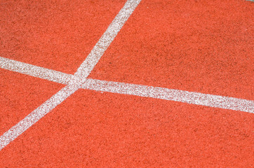 Athletic track with white line