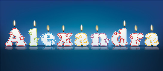 ALEXANDRA written with burning candles