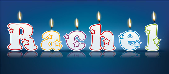 RACHEL written with burning candles