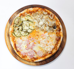 Delicious mix pizza on white background