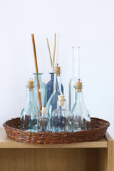 Shelf with decorative bottles