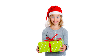 nice girl with Santa- cap and present