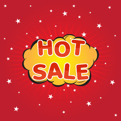Hot sale with comic bubble speech, vector format