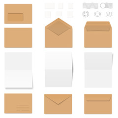 collection of envelopes with writing paper and post marks