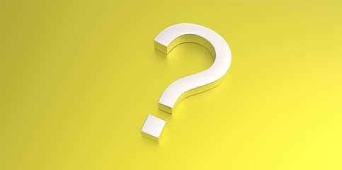 white 3D question mark on yellow background