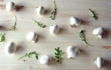 Aerial photo of shitake with mushrooms