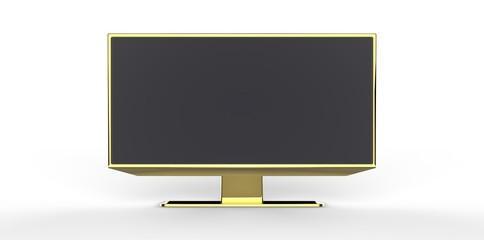 gold 3D TV LCD on white background