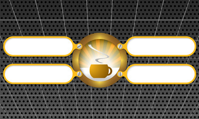 four frame for any text and cup of coffee