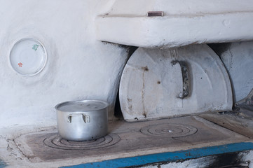 Ukrainian traditional kitchen with stove.