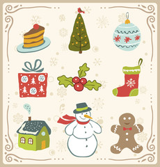 Vector illustration of Christmas icons design set.
