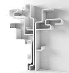 Empty shelves isolated on clean white background.