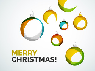 Merry Christmas modern card - abstract baubles