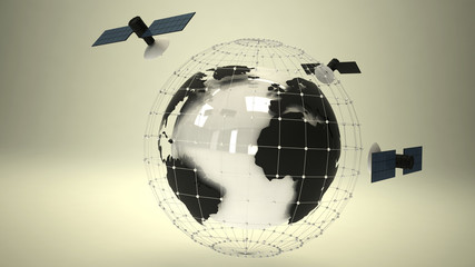 Planet model with satellites and network © DANKANIC