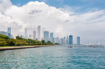 Fototapeta na wymiar Lake Michigan with Chicago Skyline in the background