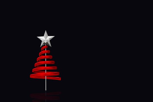 Composite image of red christmas tree spiral design