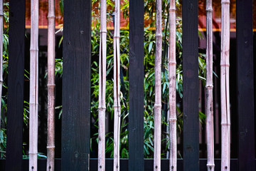 竹と木の垣根