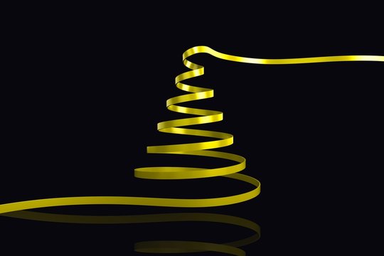 Composite image of yellow christmas tree ribbon