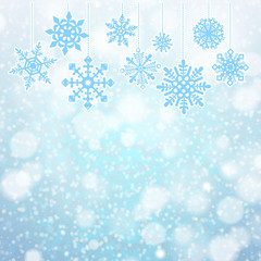 winter Merry christmas card with snowflakes, vector illustration