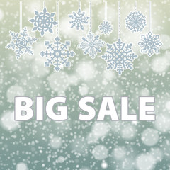 Winter sale background banner and snow.  Vector
