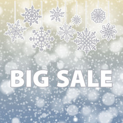 Winter sale background banner and snow. New year. Vector