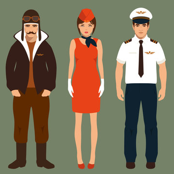 pilot and stewardess, airplane people