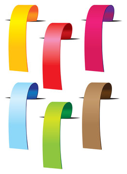 Set of 6 Colorful Strips of Paper with Copy Space