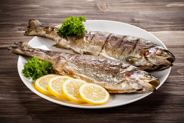 Fish dish - fried fish fillet with vegetables